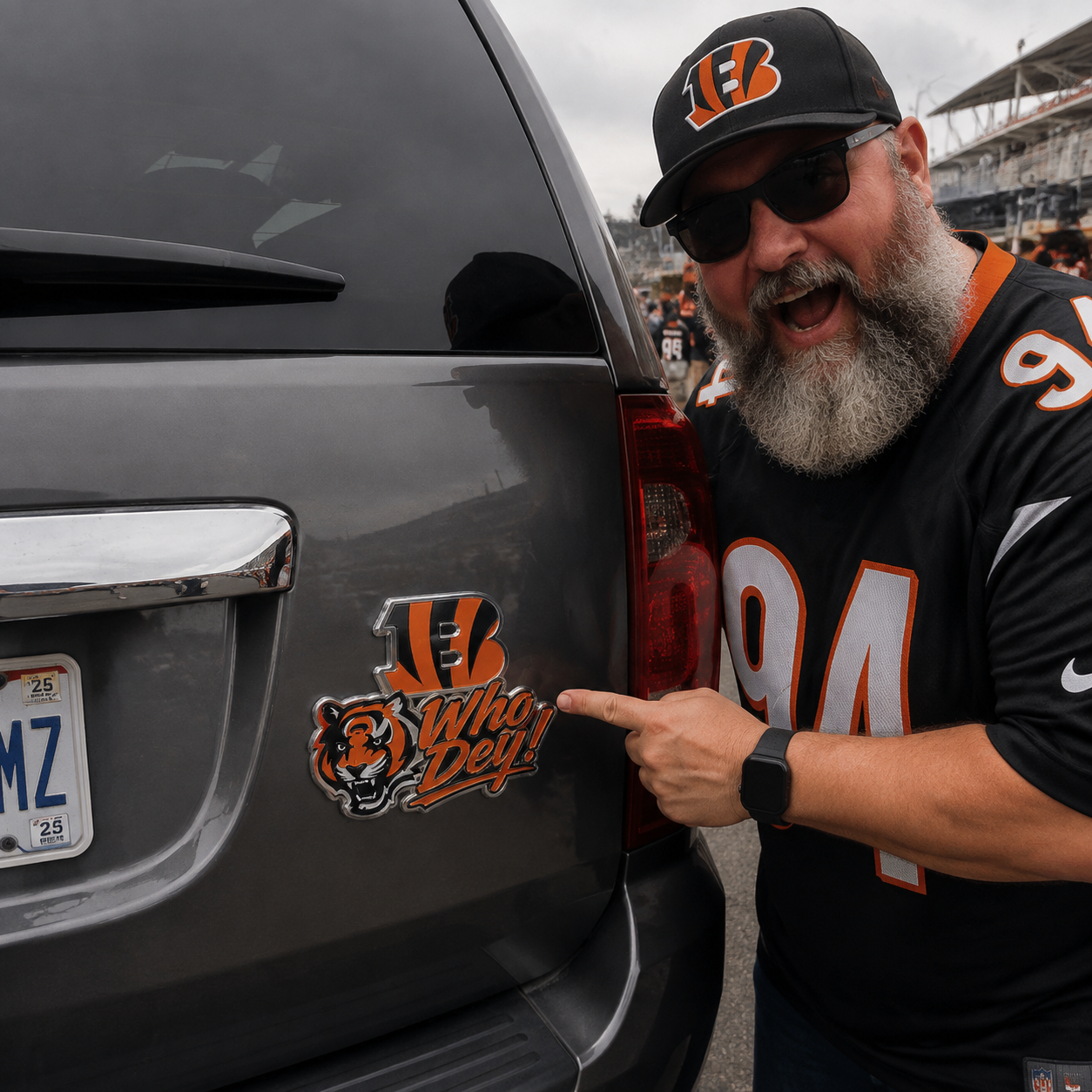 Who Dey Car Emblem Metal Badge