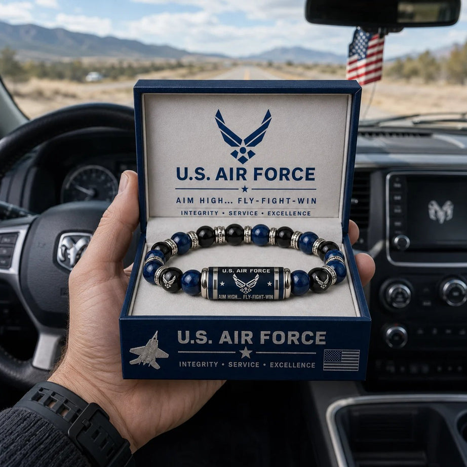 Air Force Aim High Fly-Fight-Win Tribute Beaded Bracelet
