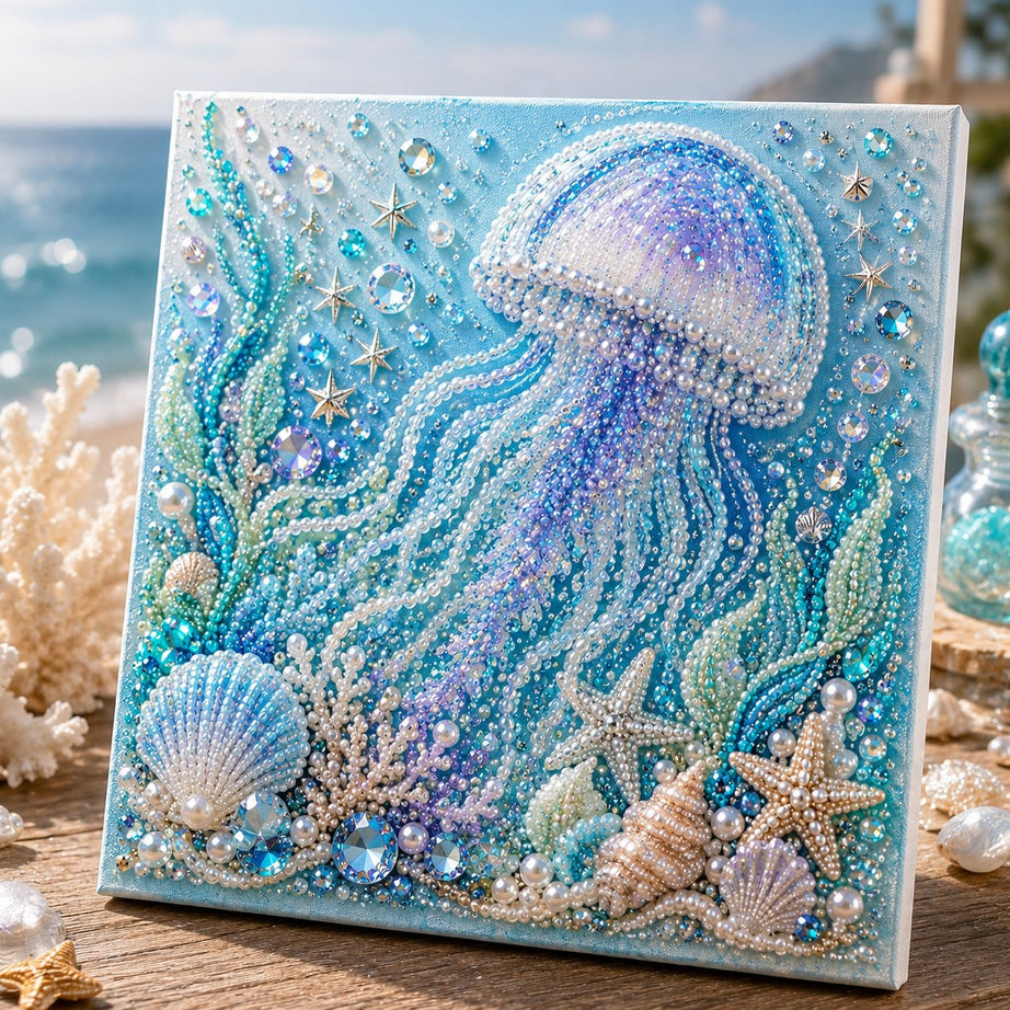 Ocean Theme Pearl Art DIY Kit – Relaxing DIY Craft to Create Stunning Coastal Artwork