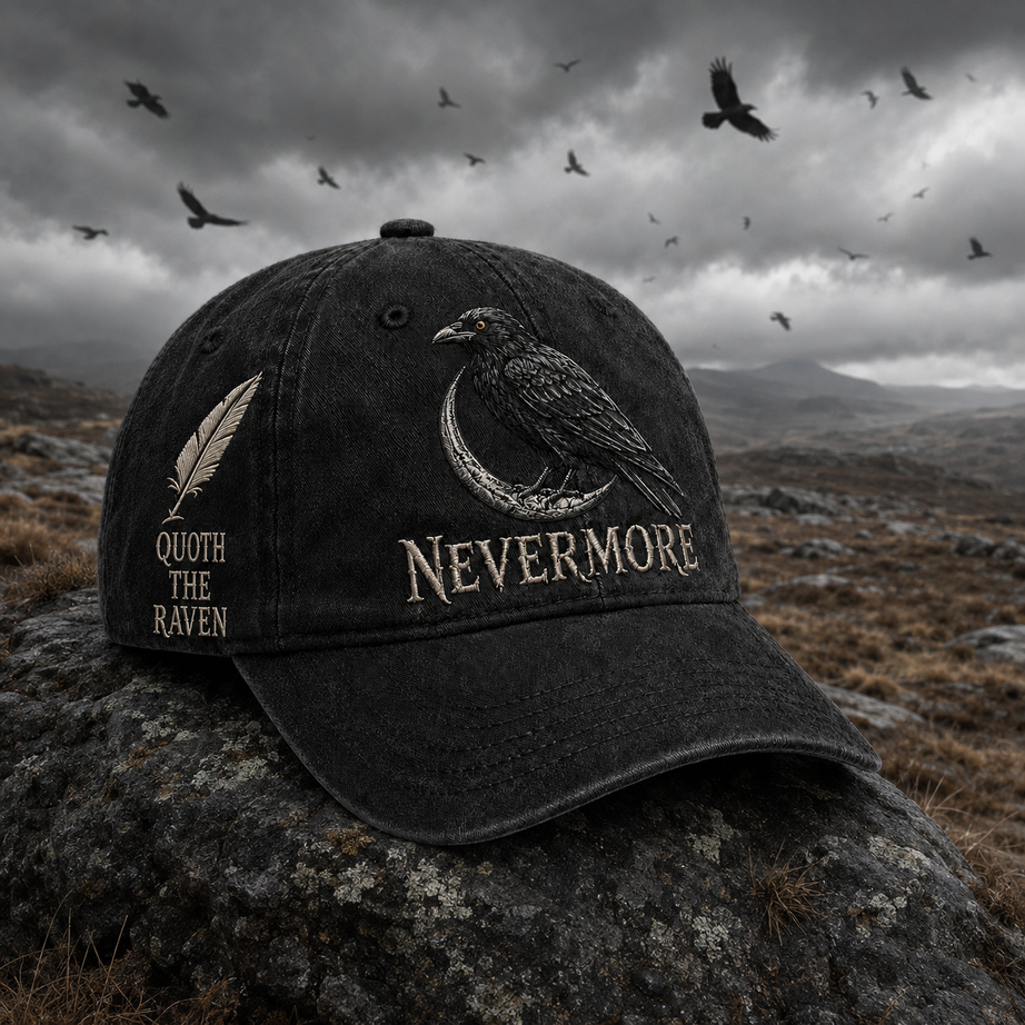 Nevermore Raven Vintage Cap | Gothic Bird Lover Hat