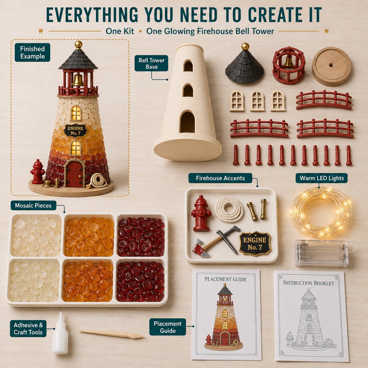 Beginner-Friendly Vintage Firehouse Mosaic Light DIY Kit Collection