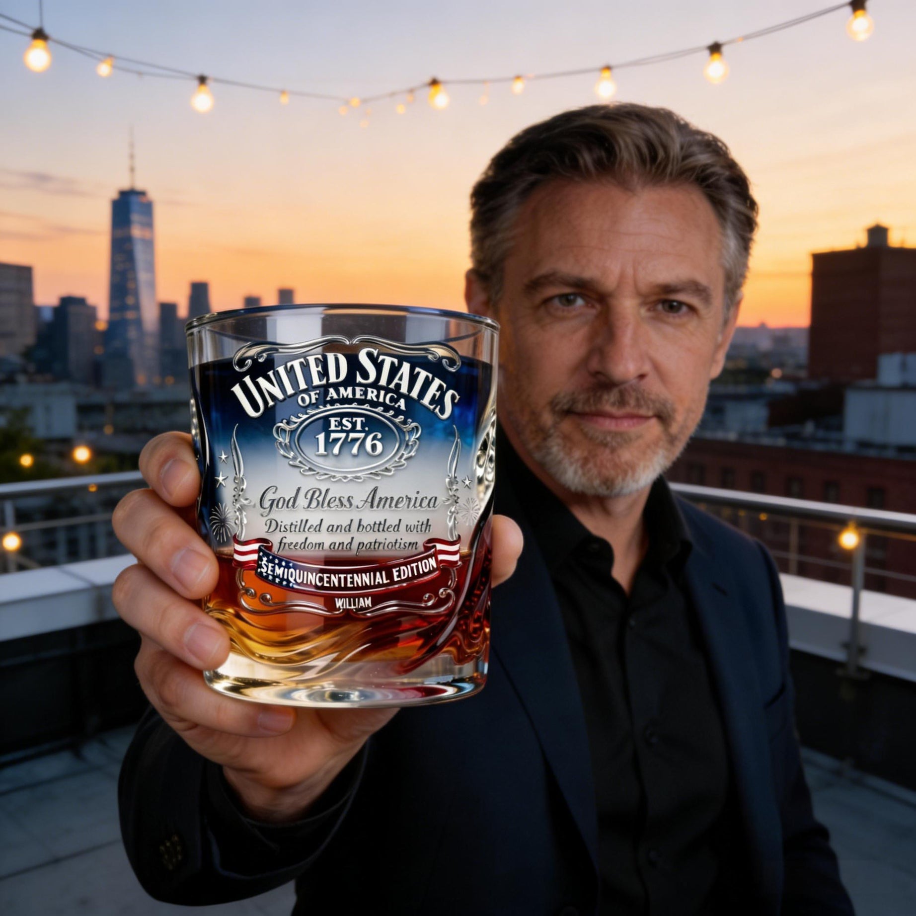 American Anniversary Whisky Glass