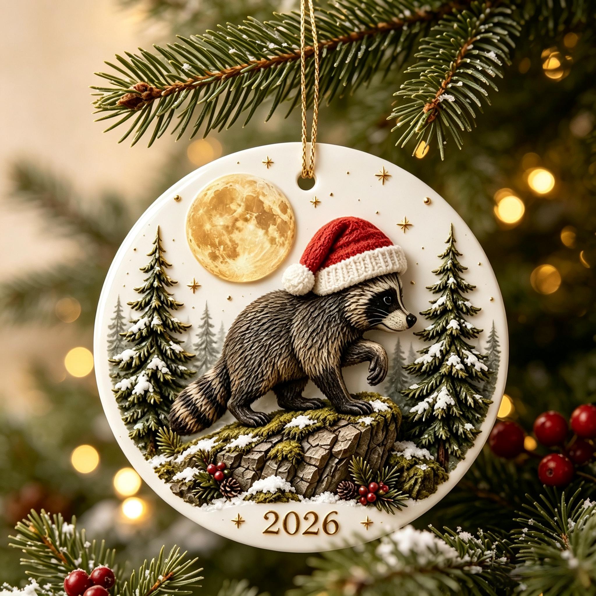 Adorable Christmas Raccoon Ornament - Trending 2026 Keepsake