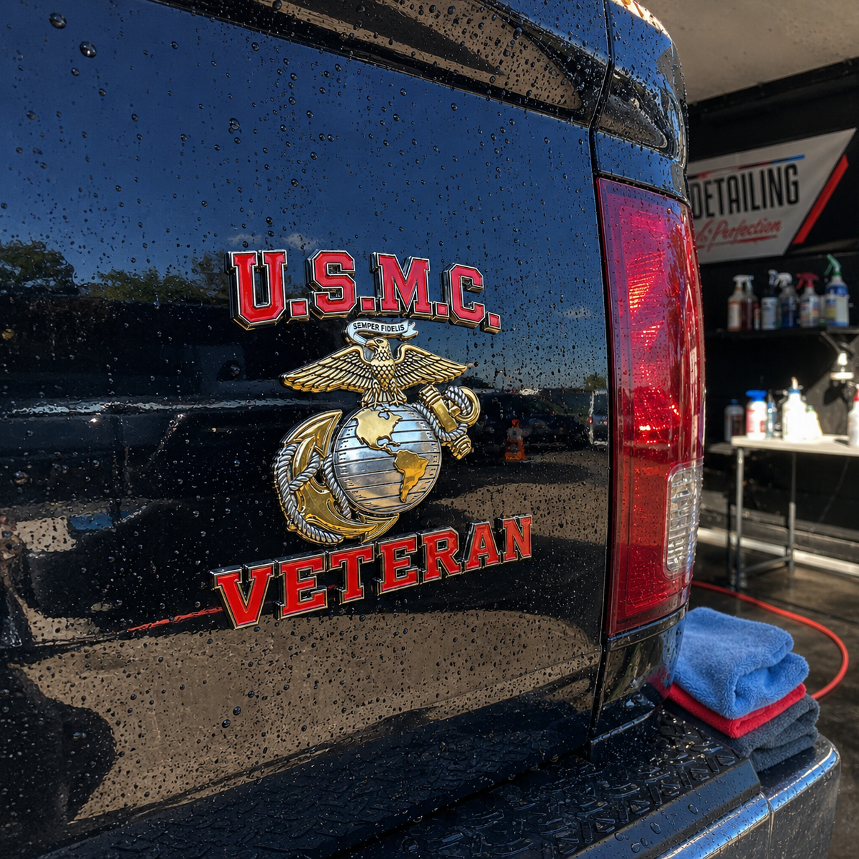 U.S. Marine Corps Veteran Car Emblem Metal Badge