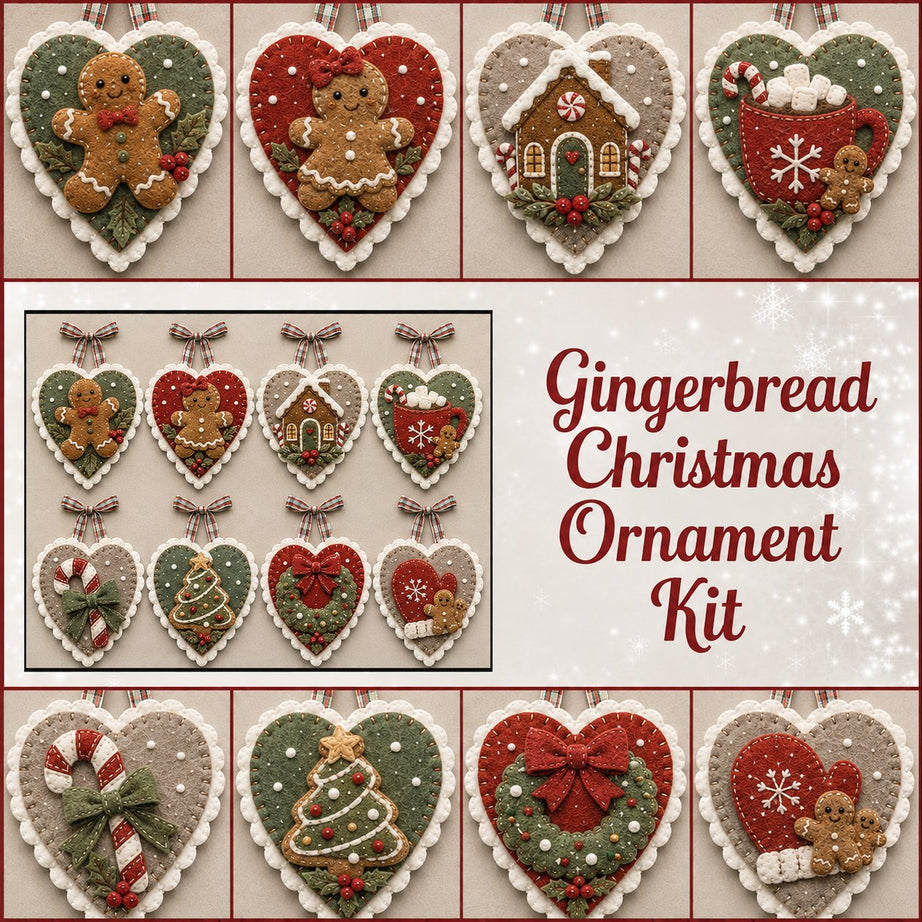 Winter Birds Pre-Cut Felt Heart Ornament Kit
