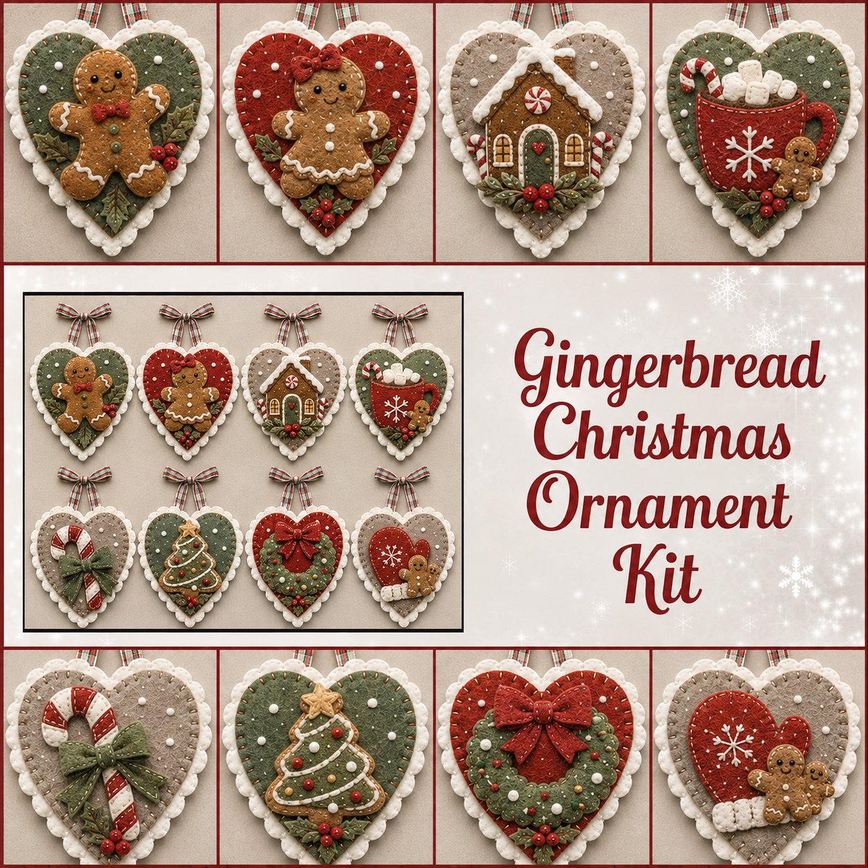Winter Birds Pre-Cut Felt Heart Ornament Kit