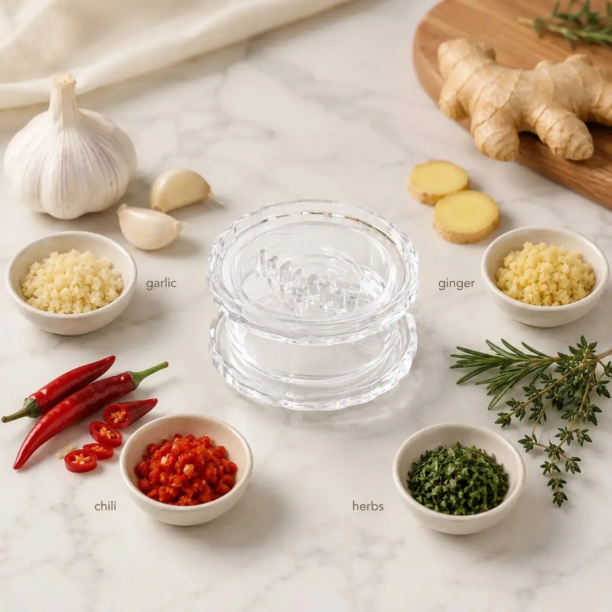 Clear Manual Garlic Twister and Ginger Mincer Tool