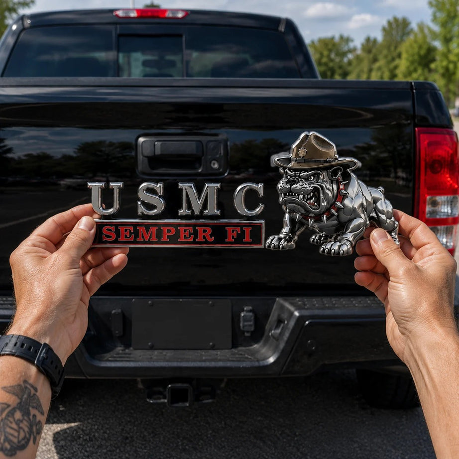 U.S. Marine Corps Semper Fi Devil Dog Car Emblem Metal Badge