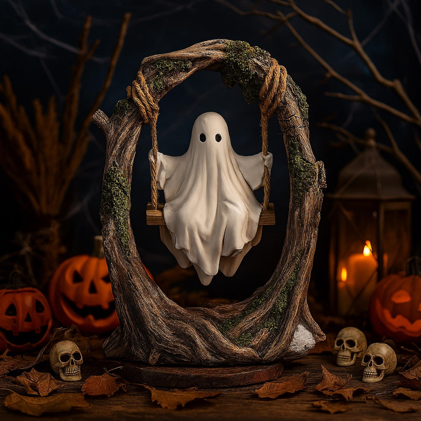 Swinging Ghost on Tree Halloween Decor
