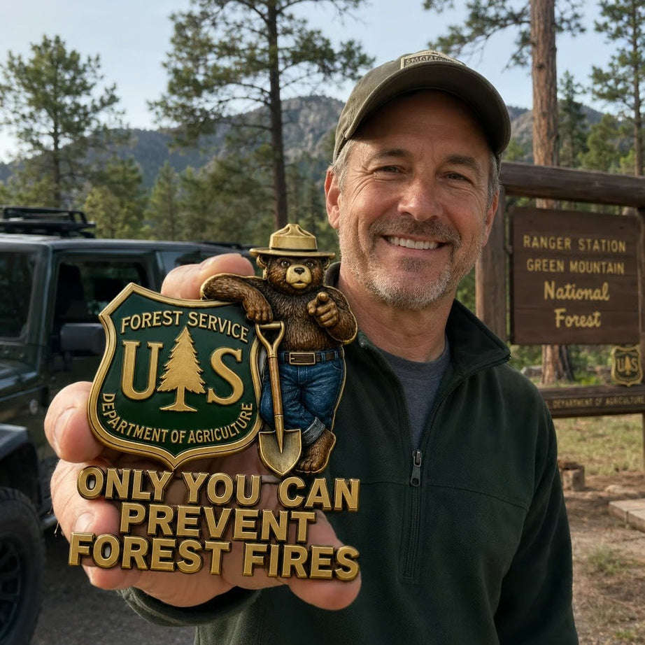 USFS Bear Only You Can Prevent Wildfires Car Emblem Metal Badge