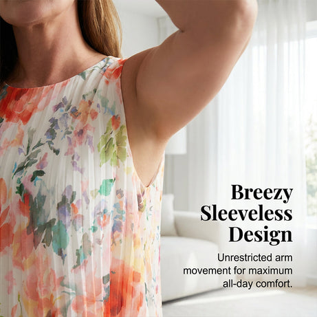 Women’s Sleeveless Floral Print Pleated Dress