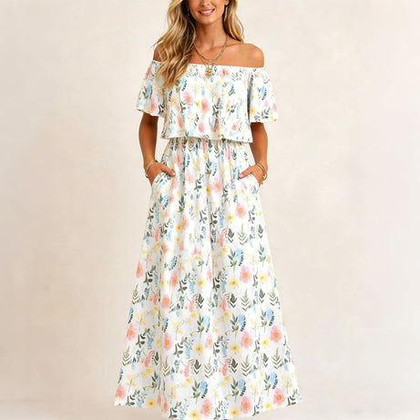 Bohemian Maxi Dress with Slit for Beach