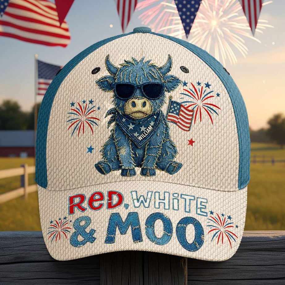 ‘Celebrate Freedom With Style’ – Personalized Freedom Highland Cow Classic Cap
