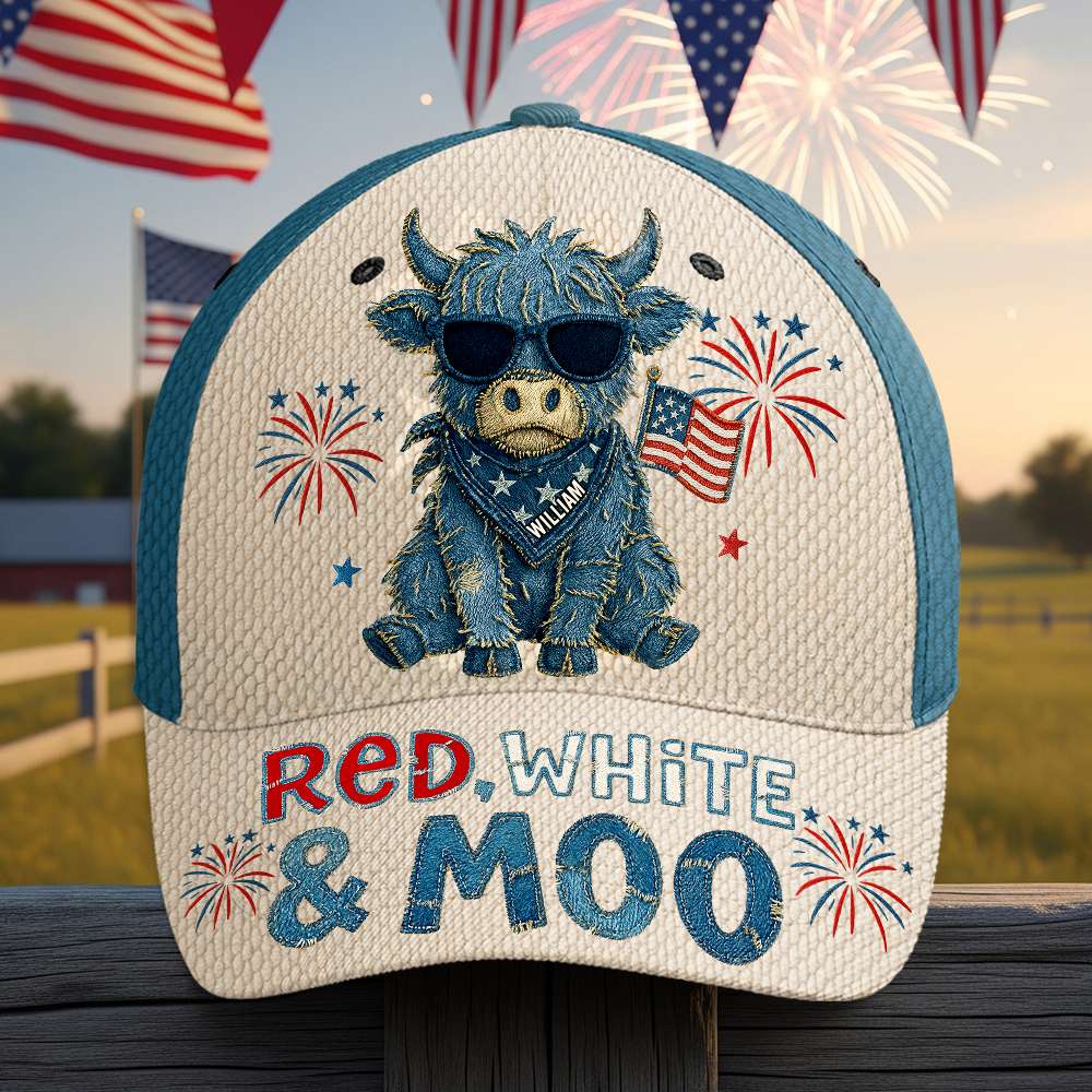 ‘Celebrate Freedom With Style’ – Personalized Freedom Highland Cow Classic Cap