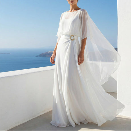 Flowing Cape Sleeve Top & Wrap Pants Set