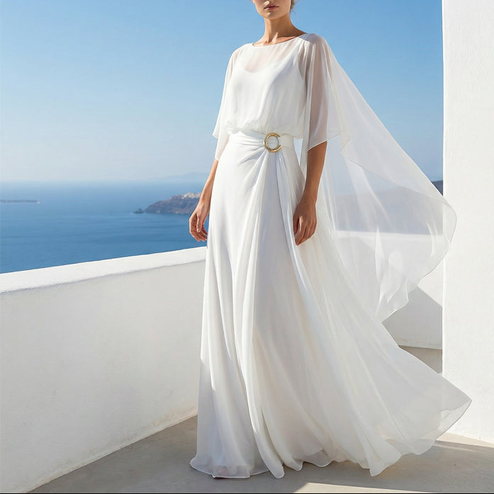 Flowing Cape Sleeve Top & Wrap Pants Set