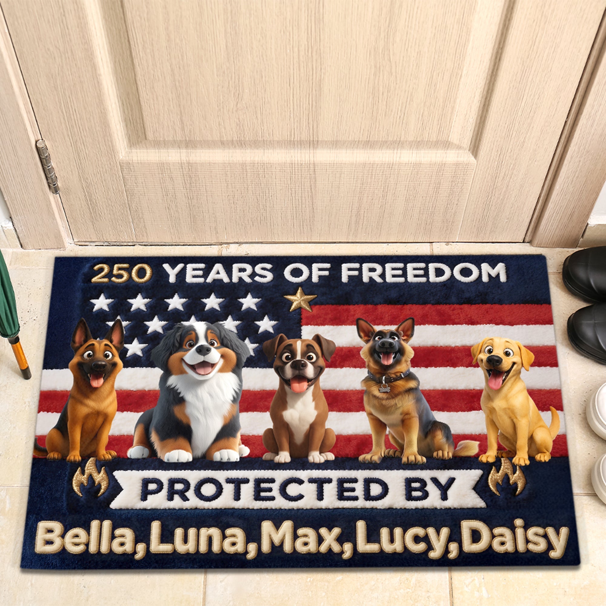 Brave Dogs Doormat - Celebrated America 250th Anniversary
