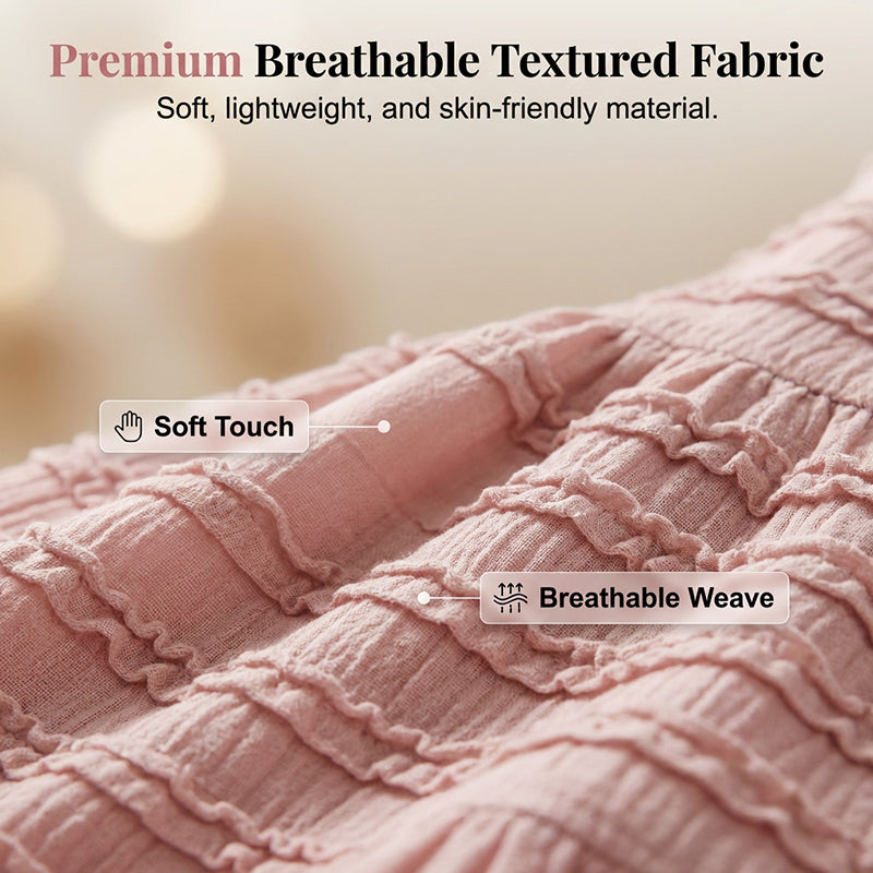 Square Neck Maxi Dress – Smocked Bodice, Ruffle Trim & Breathable Fabric