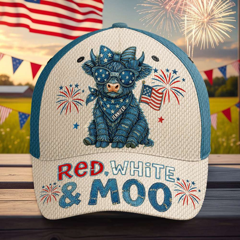 ‘Celebrate Freedom With Style’ – Personalized Freedom Highland Cow Classic Cap