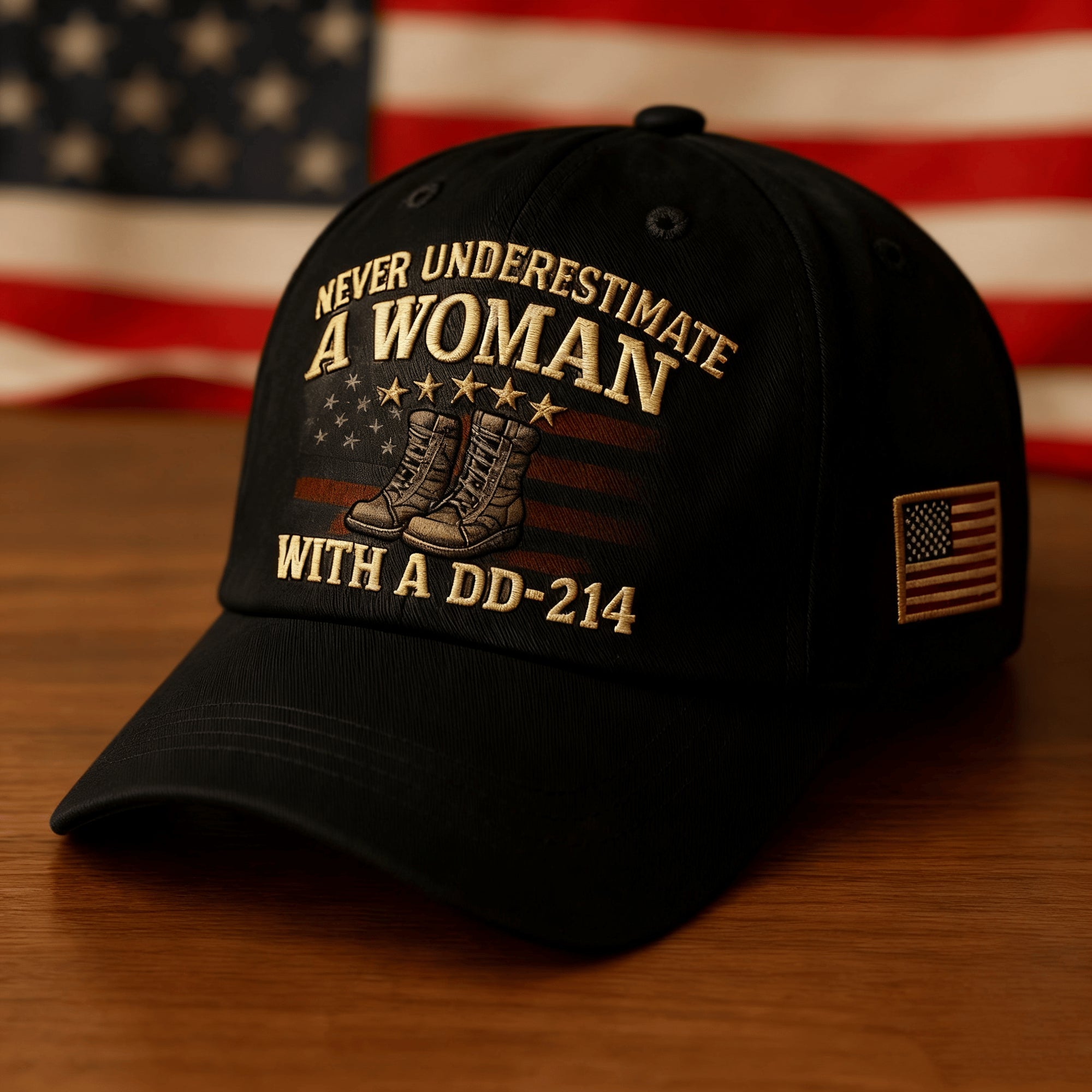 “Never Underestimate A Woman With A Dd-214” Veteran Cap