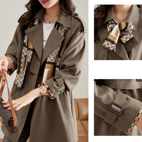 Slimming Mid-Length Trench Coat with Lapels for Women