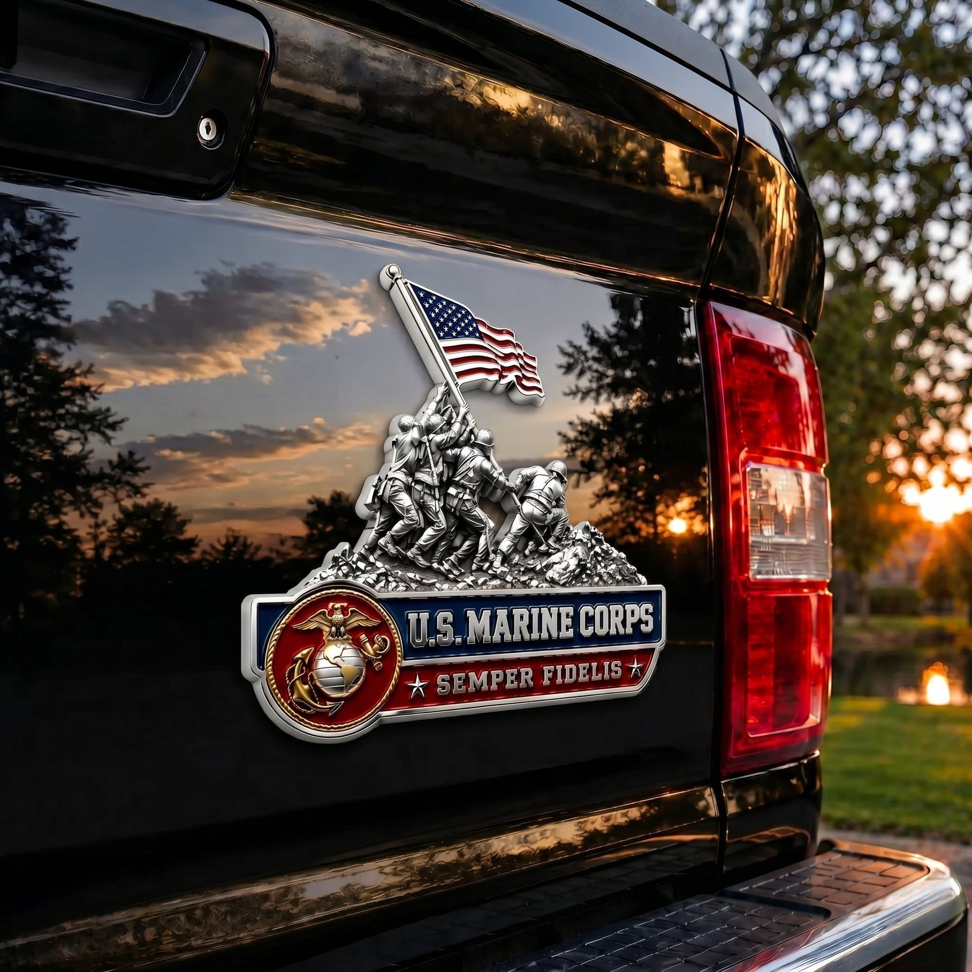 U.S. Marine Corps Semper Fidelis Car Emblem Metal Badge