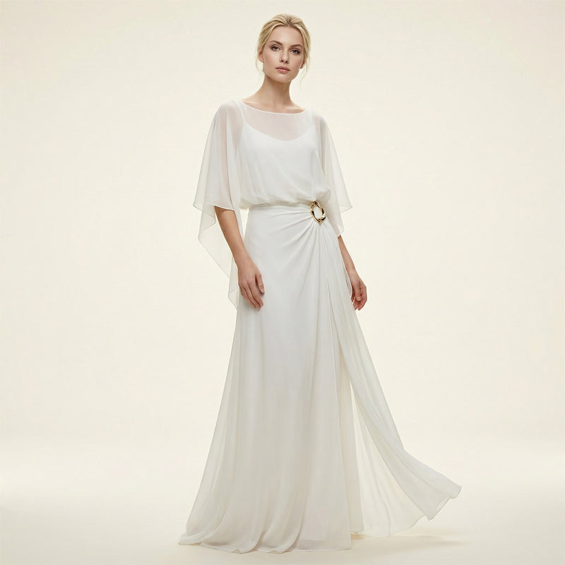 Flowing Cape Sleeve Top & Wrap Pants Set