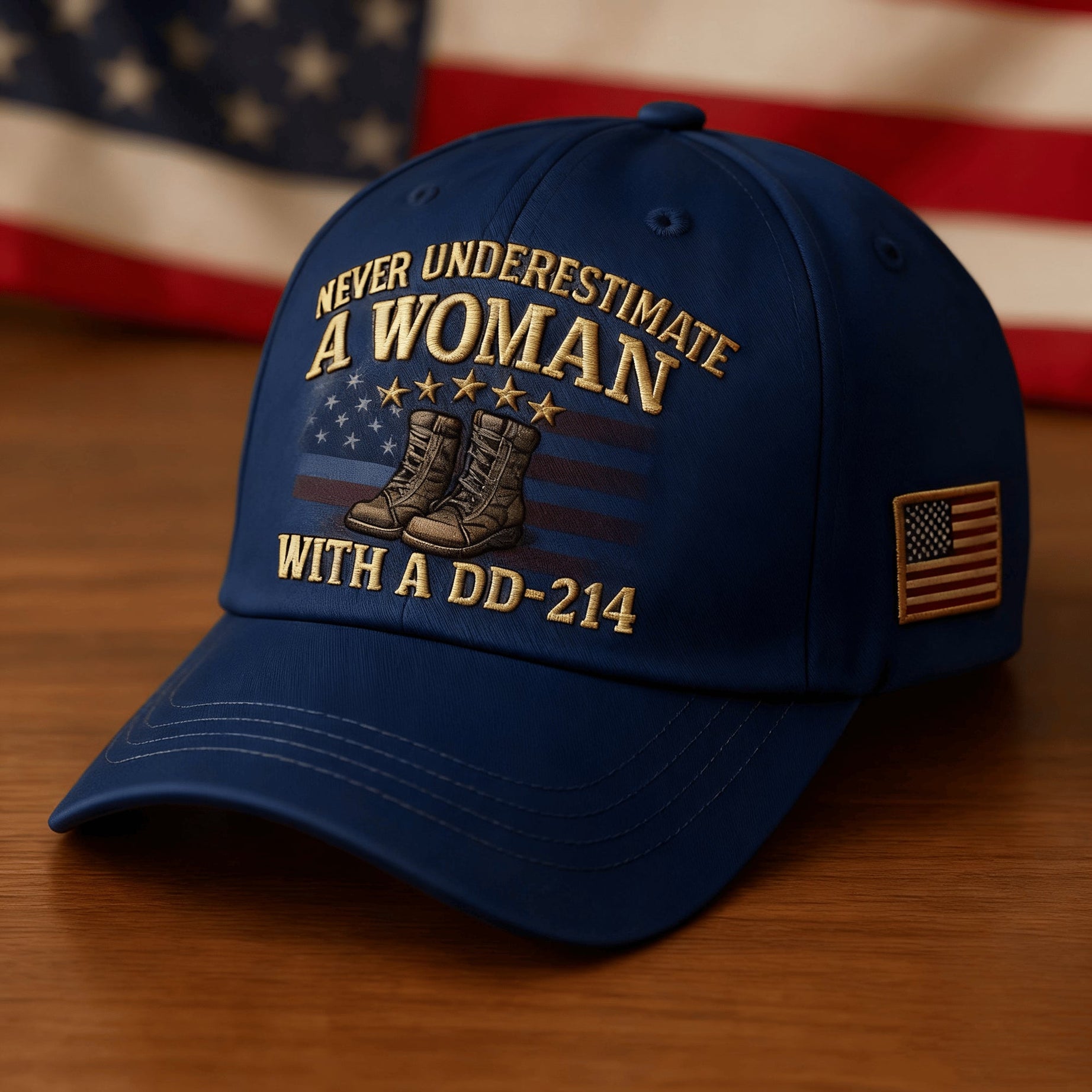 “Never Underestimate A Woman With A Dd-214” Veteran Cap