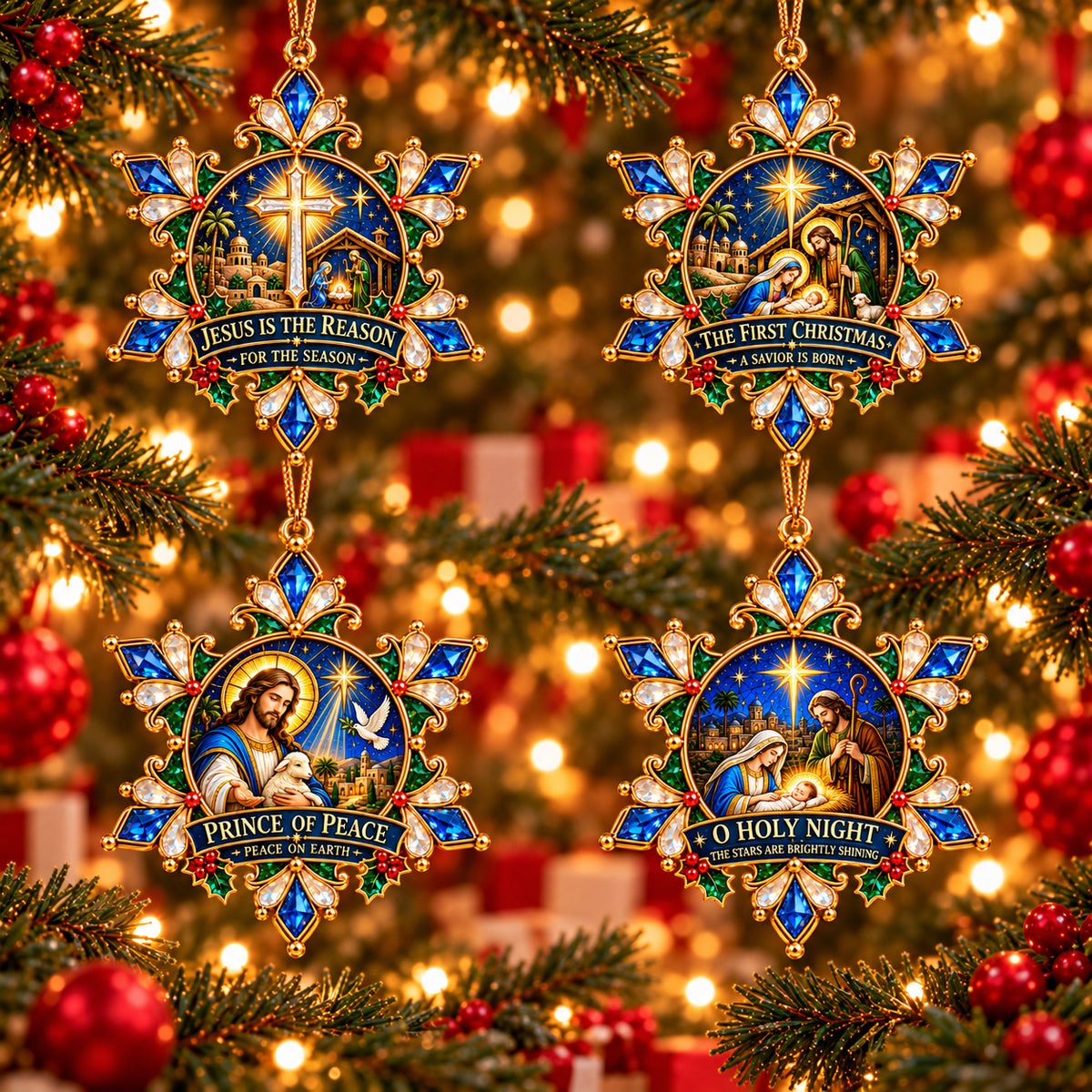 Jesus Christmas Snowflake Ornaments