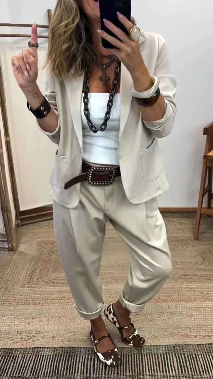 Women's Collar Jacket & Pants Suit – Temperament Commuting Style