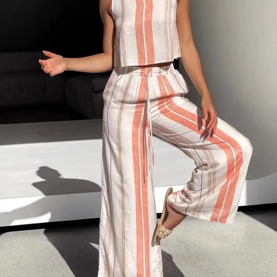 Printed Tank and Wide Leg Pants Set