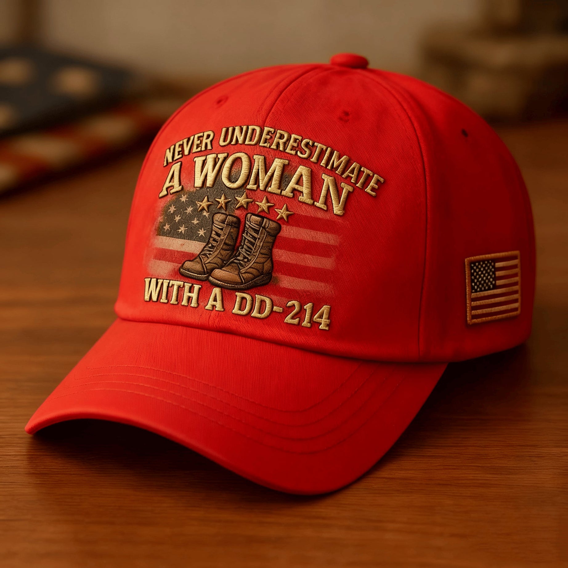 “Never Underestimate A Woman With A Dd-214” Veteran Cap