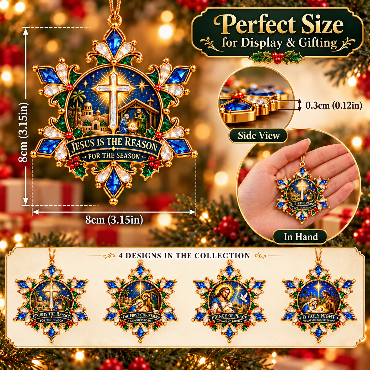 Jesus Christmas Snowflake Ornaments