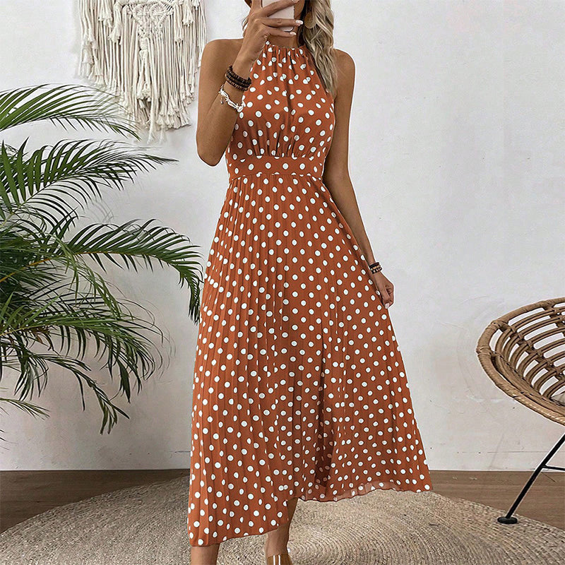 Polka Dot Halter Neck Dress – Flowy, Flattering, Retro-Chic