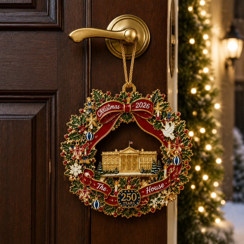 White House Scene Christmas Wreath Commemorative Ornament