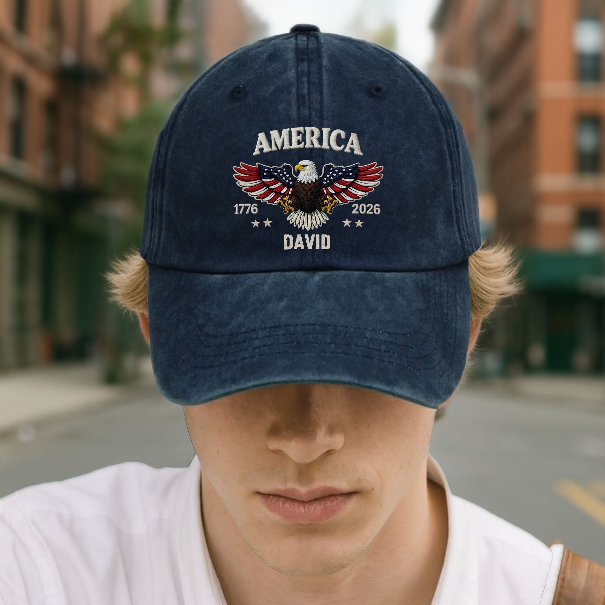 America Eagle Patriotic,  Washed Denim Cap