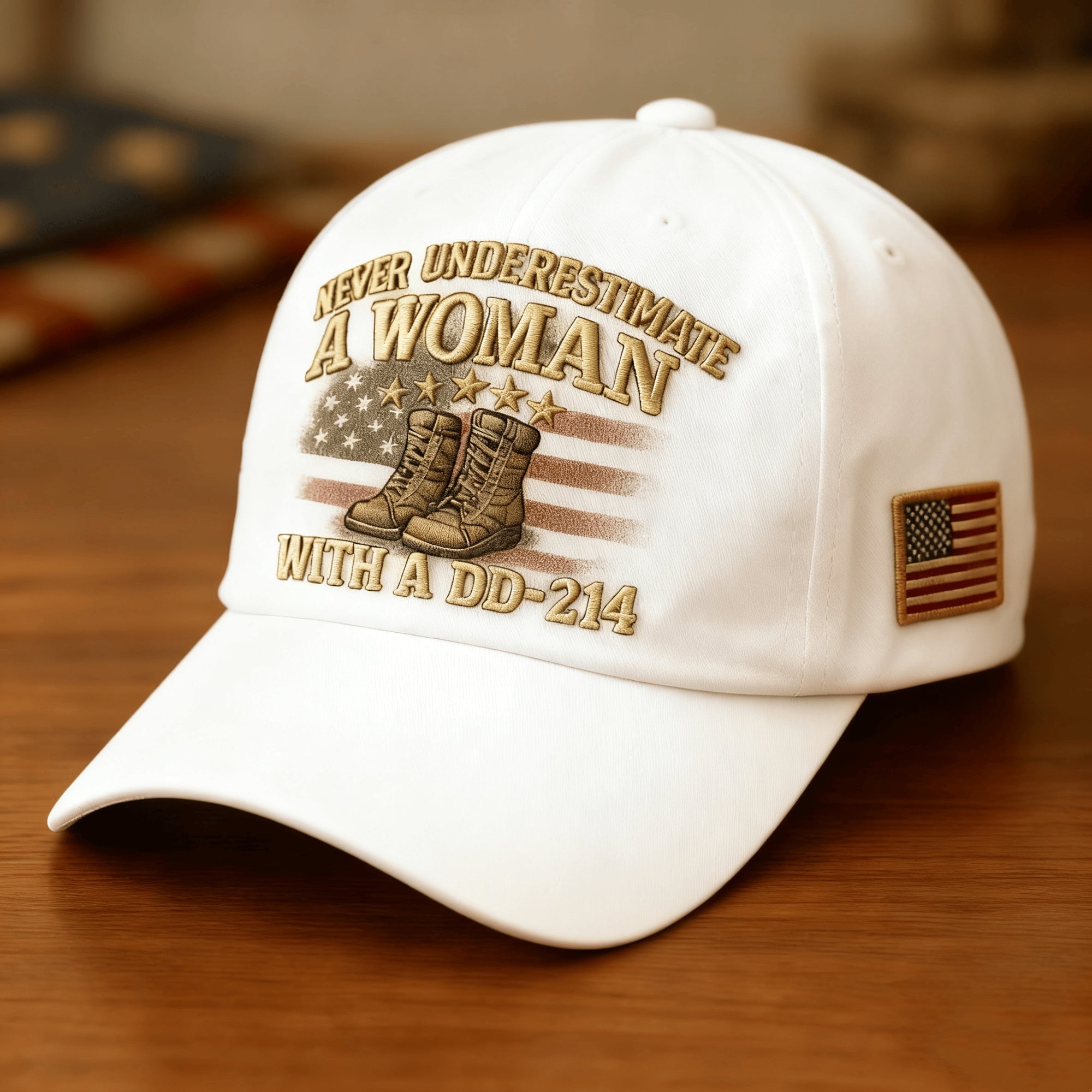 “Never Underestimate A Woman With A Dd-214” Veteran Cap