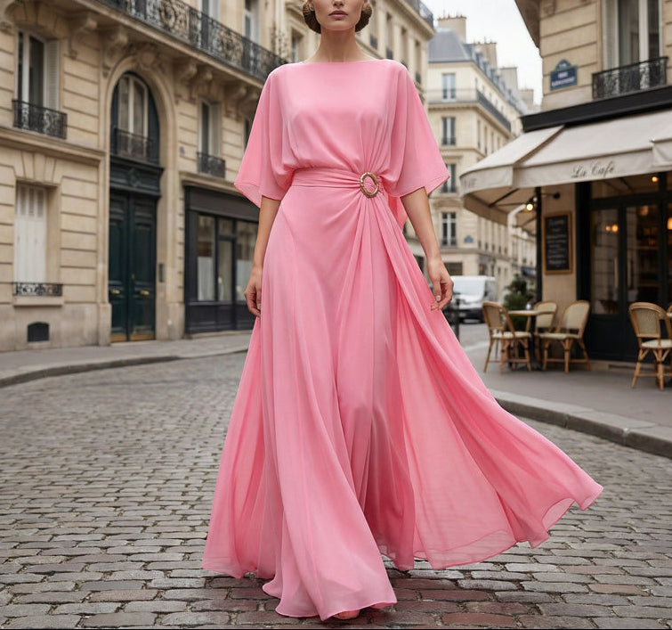 Flowing Cape Sleeve Top & Wrap Pants Set