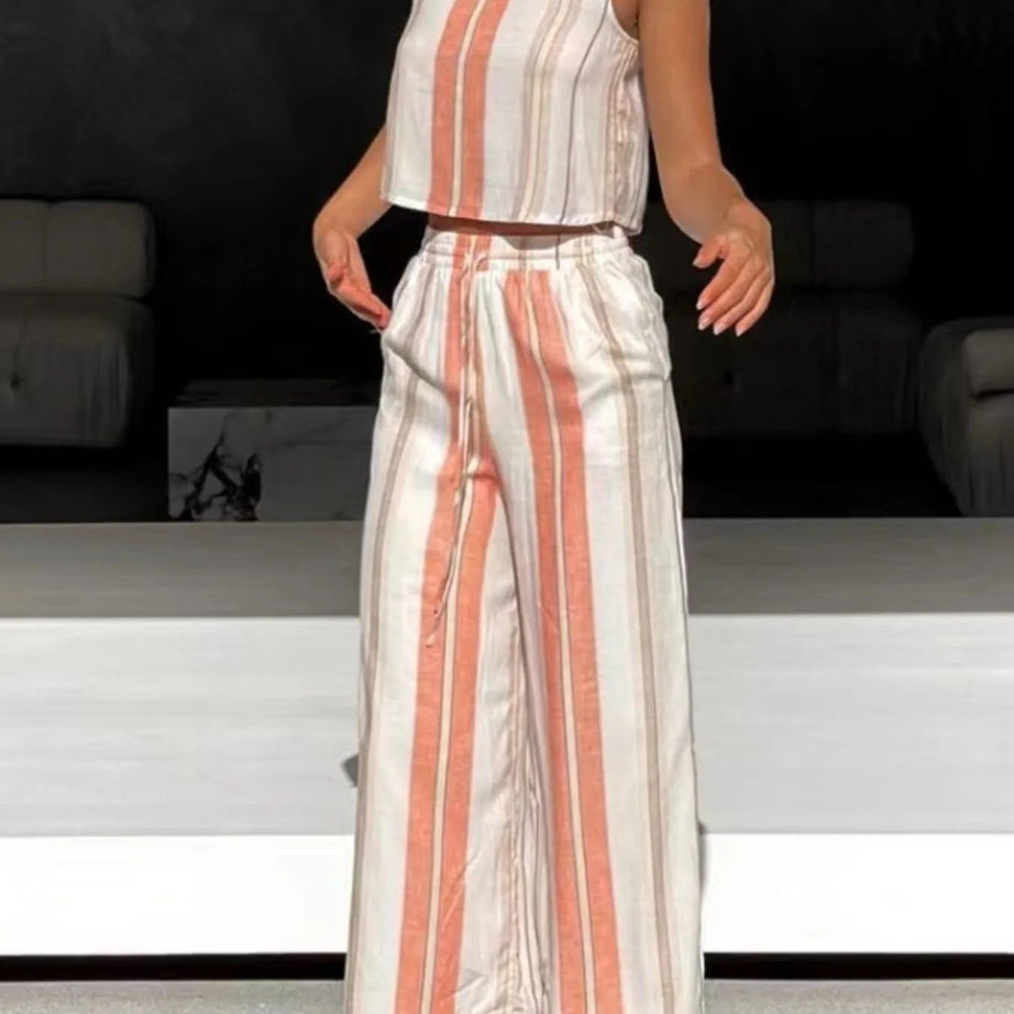 Printed Tank and Wide Leg Pants Set