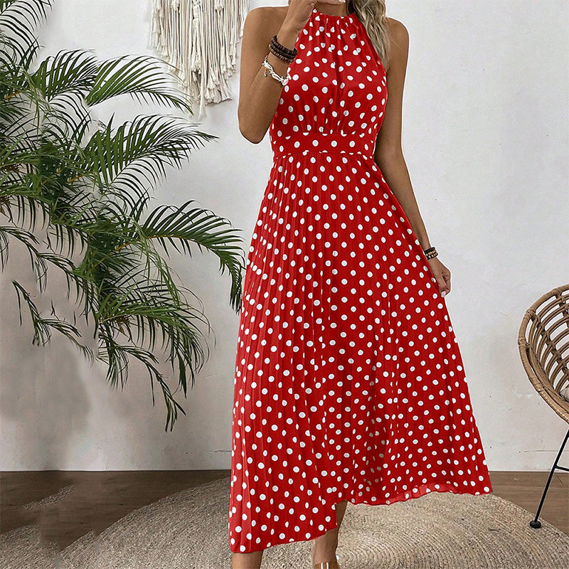 Polka Dot Halter Neck Dress – Flowy, Flattering, Retro-Chic