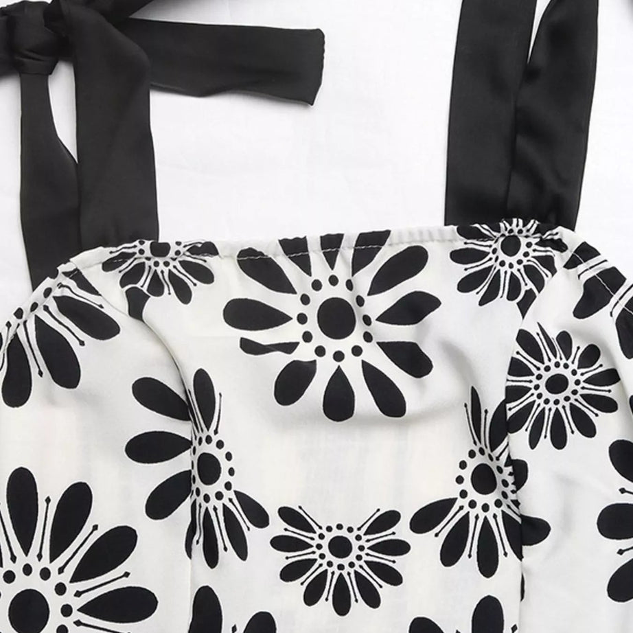 Floral Print Tie Strap Casual Maxi Dress