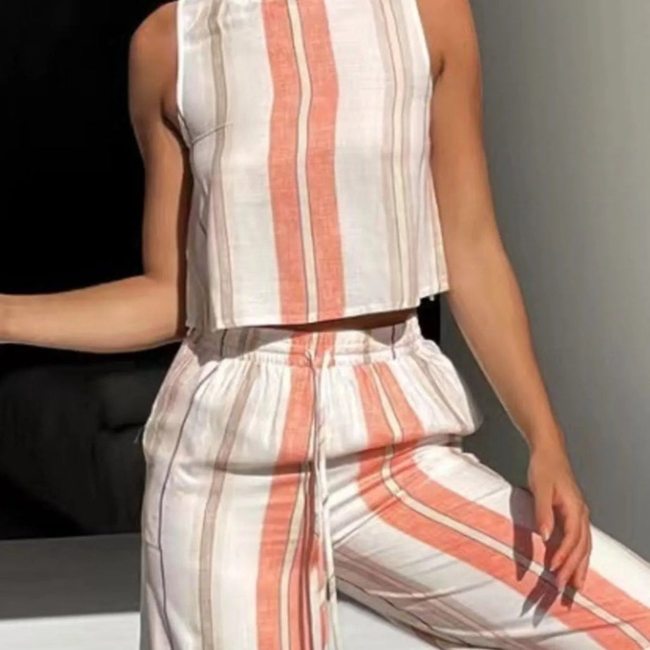 Printed Tank and Wide Leg Pants Set