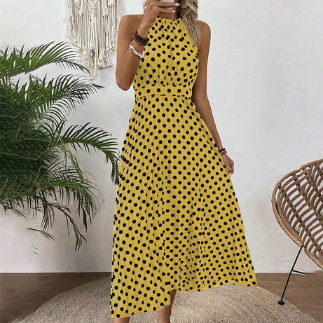 Polka Dot Halter Neck Dress – Flowy, Flattering, Retro-Chic