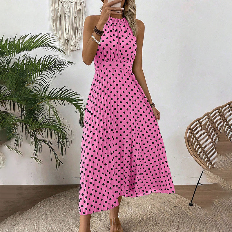 Polka Dot Halter Neck Dress – Flowy, Flattering, Retro-Chic