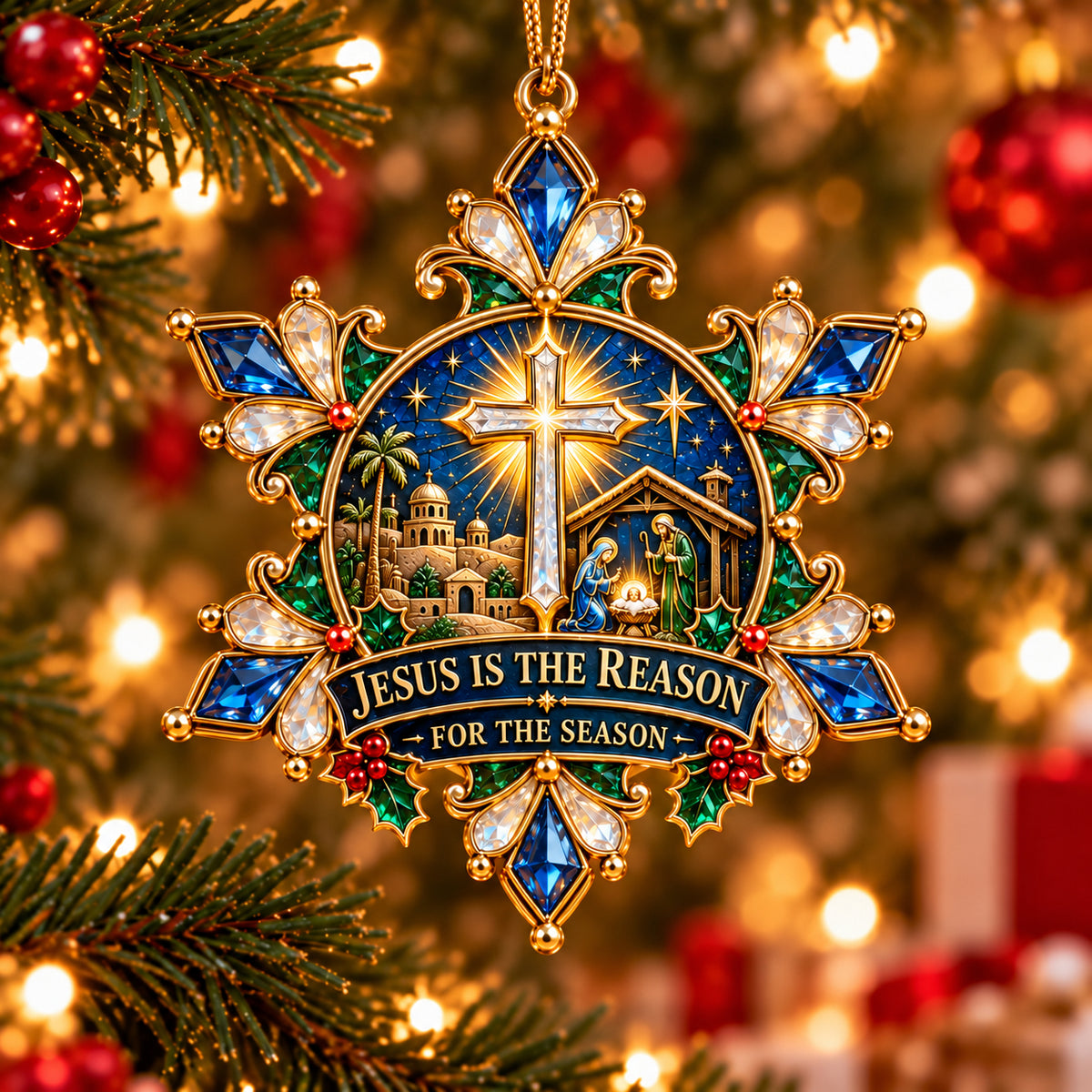Jesus Christmas Snowflake Ornaments
