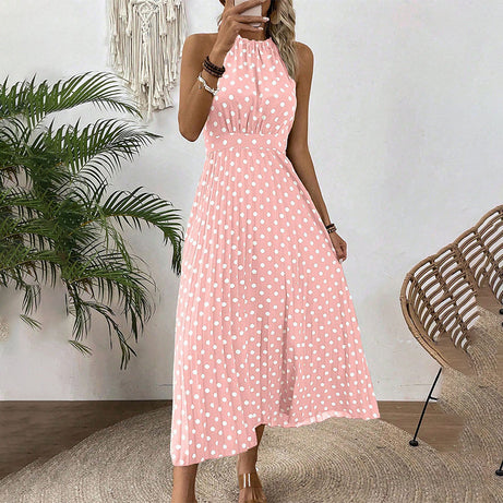 Polka Dot Halter Neck Dress – Flowy, Flattering, Retro-Chic