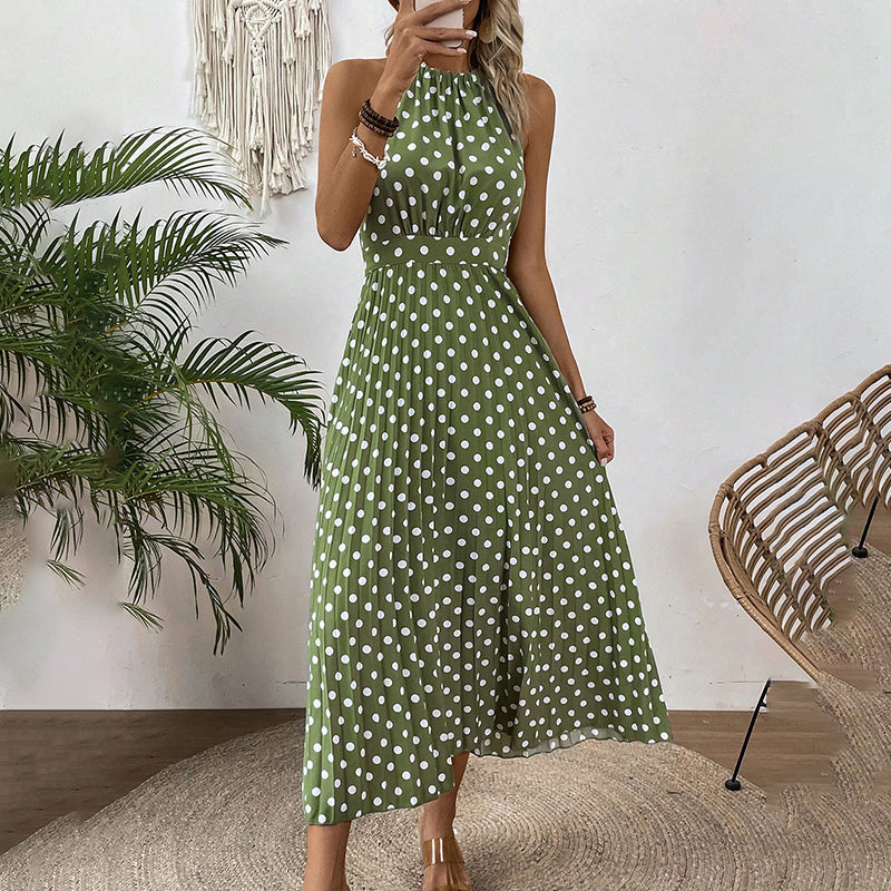 Polka Dot Halter Neck Dress – Flowy, Flattering, Retro-Chic