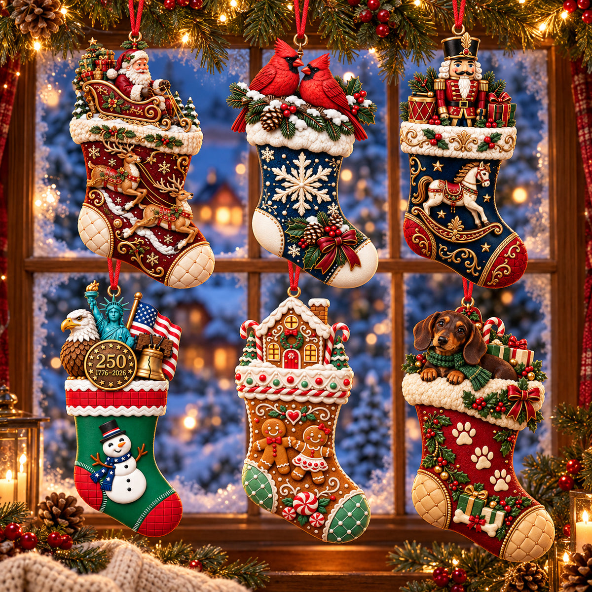 2026 Christmas Storybook Stocking Ornaments