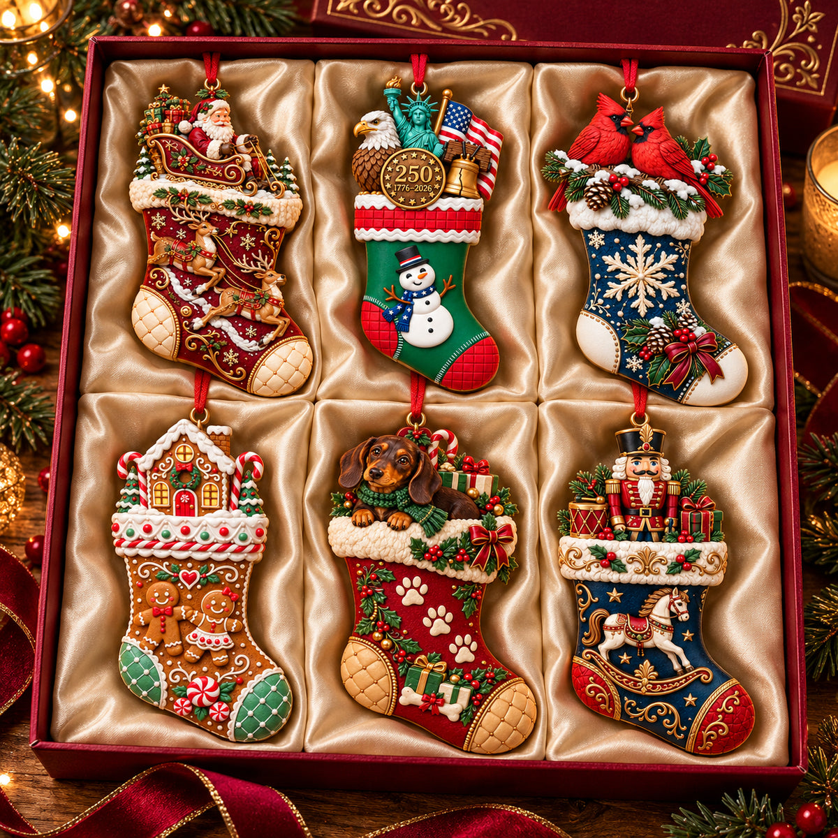 2026 Christmas Storybook Stocking Ornaments