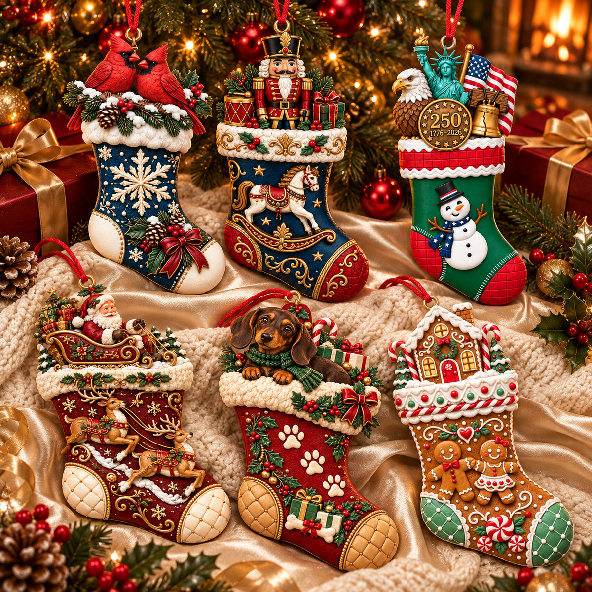 2026 Christmas Storybook Stocking Ornaments